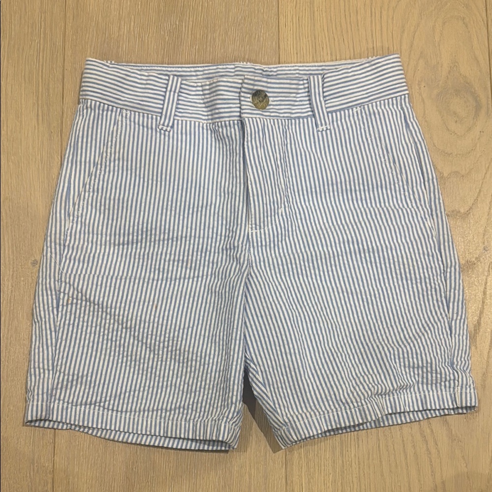 Blue and White Striped Shorts